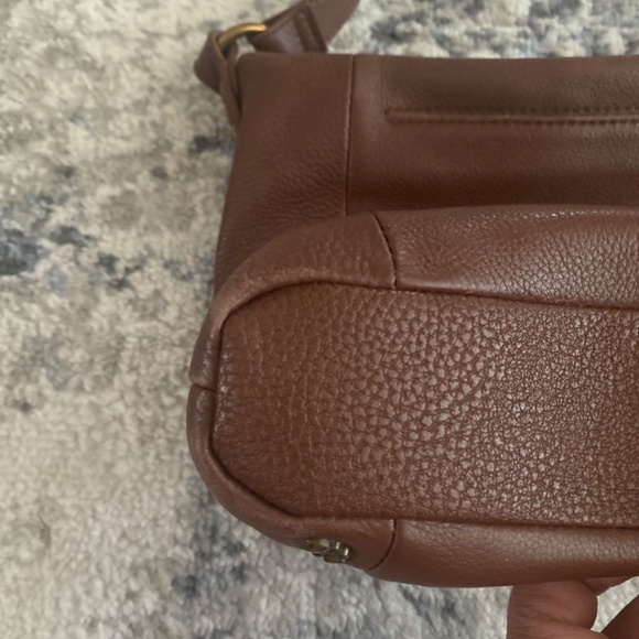 ELLIOTT LUCCA Purse Brown Leather Zip Lined Front/Rear Pocket Crossbody HandBag - Picture 5 of 11